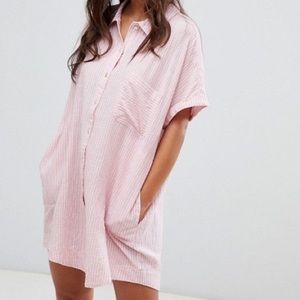 Pink Button Down Shirt Dress